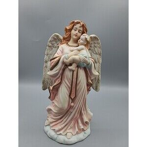 Grandeur Noel Collector's Porcelain Angel With Child 8.5 Inch